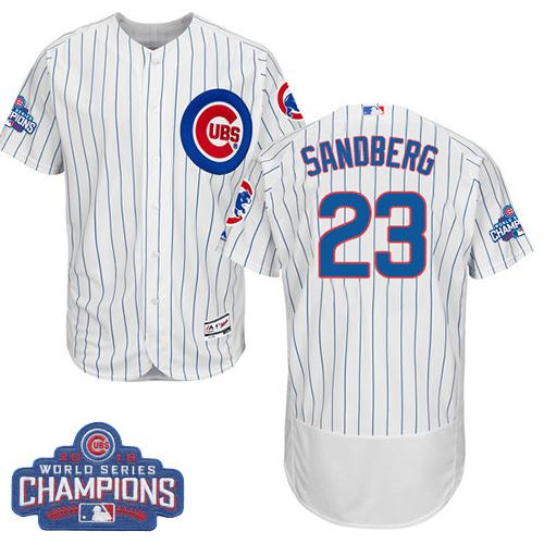 Chicago Cubs 23 Ryne Sandberg White Flexbase Authentic Collection 2016 World Series Champions MLB Jersey