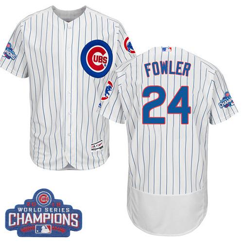 Chicago Cubs 24 Dexter Fowler White Flexbase Authentic Collection 2016 World Series Champions MLB Jersey