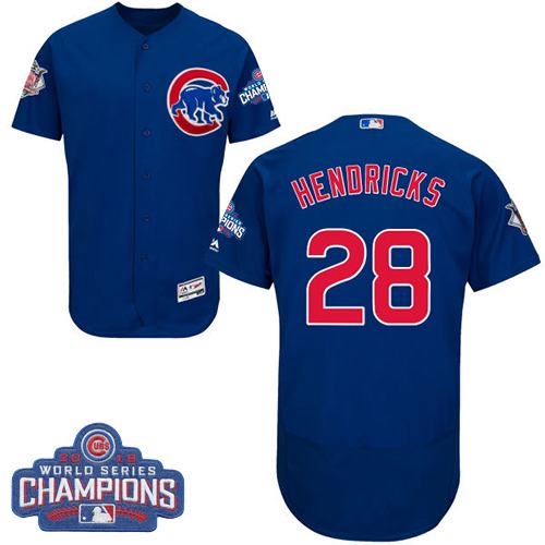 Chicago Cubs 28 Kyle Hendricks Blue Flexbase Authentic Collection 2016 World Series Champions MLB Jersey