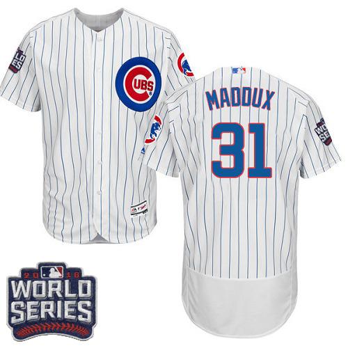 Chicago Cubs 31 Greg Maddux White Flexbase Authentic Collection 2016 World Series Bound MLB Jersey
