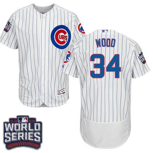 Chicago Cubs 34 Kerry Wood White Flexbase Authentic Collection 2016 World Series Bound MLB Jersey