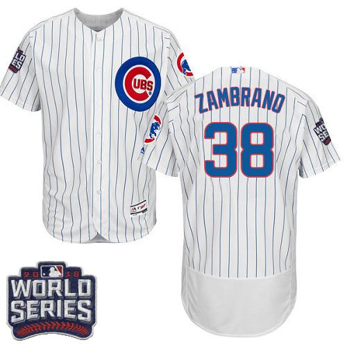 Chicago Cubs 38 Carlos Zambrano White Flexbase Authentic Collection 2016 World Series Bound MLB Jersey