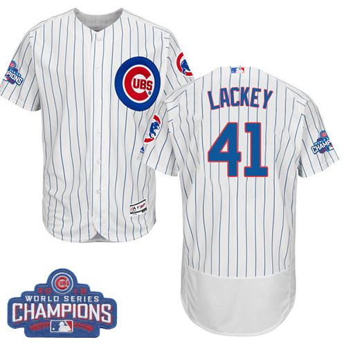 Chicago Cubs 41 John Lackey White Flexbase Authentic Collection 2016 World Series Champions MLB Jersey
