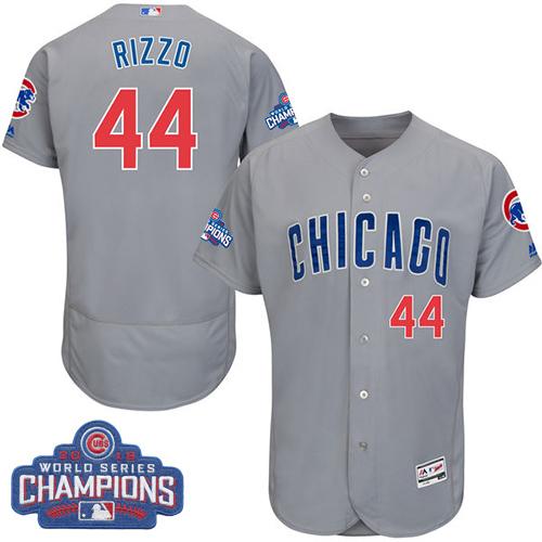 Chicago Cubs 44 Anthony Rizzo Grey Flexbase Authentic Collection Road 2016 World Series Champions MLB Jersey