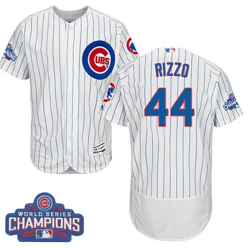 Chicago Cubs 44 Anthony Rizzo White Flexbase Authentic Collection 2016 World Series Champions MLB Jersey