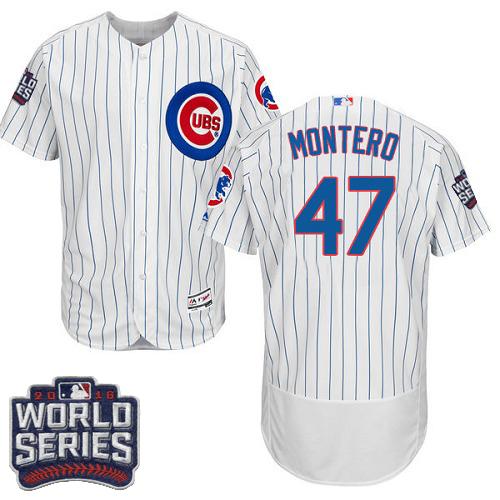 Chicago Cubs 47 Miguel Montero White Flexbase Authentic Collection 2016 World Series Bound MLB Jersey