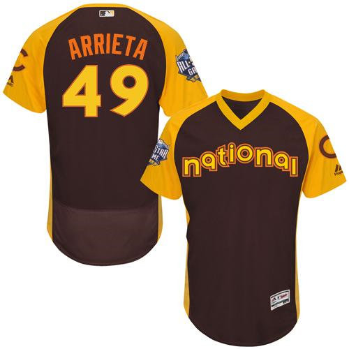 Chicago Cubs 49 Jake Arrieta Brown Flexbase Authentic Collection 2016 All-Star National League Baseball Jersey