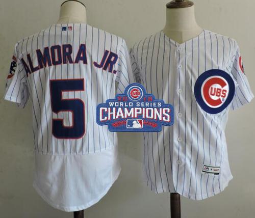 Chicago Cubs 5 Albert Almora Jr. White Flexbase Authentic Collection 2016 World Series Champions MLB Jersey