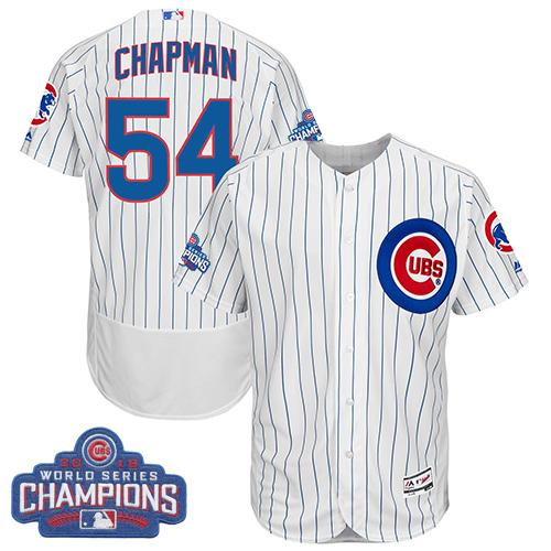 Chicago Cubs 54 Aroldis Chapman White Flexbase Authentic Collection 2016 World Series Champions MLB Jersey