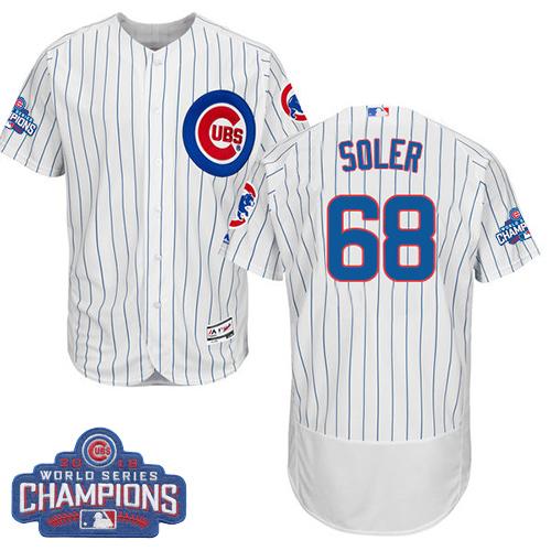 Chicago Cubs 68 Jorge Soler White Flexbase Authentic Collection 2016 World Series Champions MLB Jersey