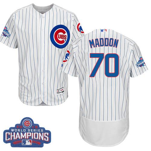 Chicago Cubs 70 Joe Maddon White Flexbase Authentic Collection 2016 World Series Champions MLB Jersey