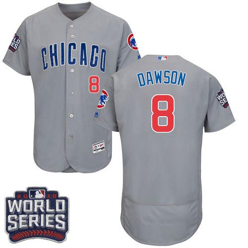 Chicago Cubs 8 Andre Dawson Grey Flexbase Authentic Collection Road 2016 World Series Bound MLB Jersey