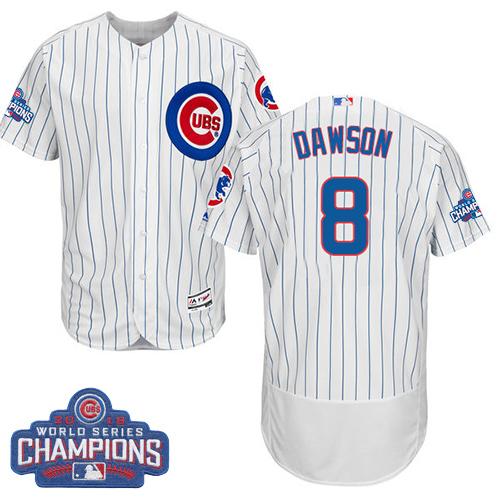Chicago Cubs 8 Andre Dawson White Flexbase Authentic Collection 2016 World Series Champions MLB Jersey