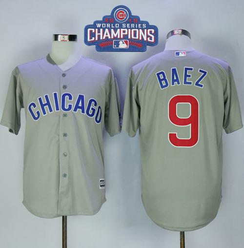 Chicago Cubs 9 Javier Baez Grey New Cool Base 2016 World Series Champions MLB Jersey