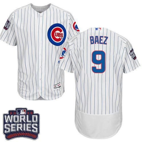 Chicago Cubs 9 Javier Baez White Flexbase Authentic Collection 2016 World Series Bound MLB Jersey