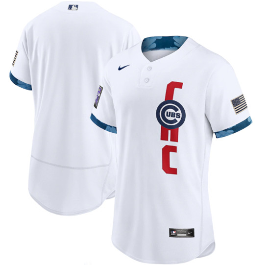 Chicago Cubs Blank 2021 White All-Star Flex Base Stitched MLB Jersey