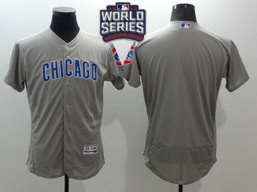 Chicago Cubs Blank Grey Flexbase Authentic Collection Road 2016 World Series Bound MLB Jersey