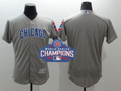 Chicago Cubs Blank Grey Flexbase Authentic Collection Road 2016 World Series Champions MLB Jersey