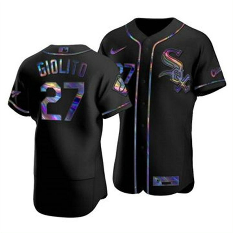 Chicago White Sox #27 Lucas Giolito Men's Nike Iridescent Holographic Collection MLB Jersey - Black