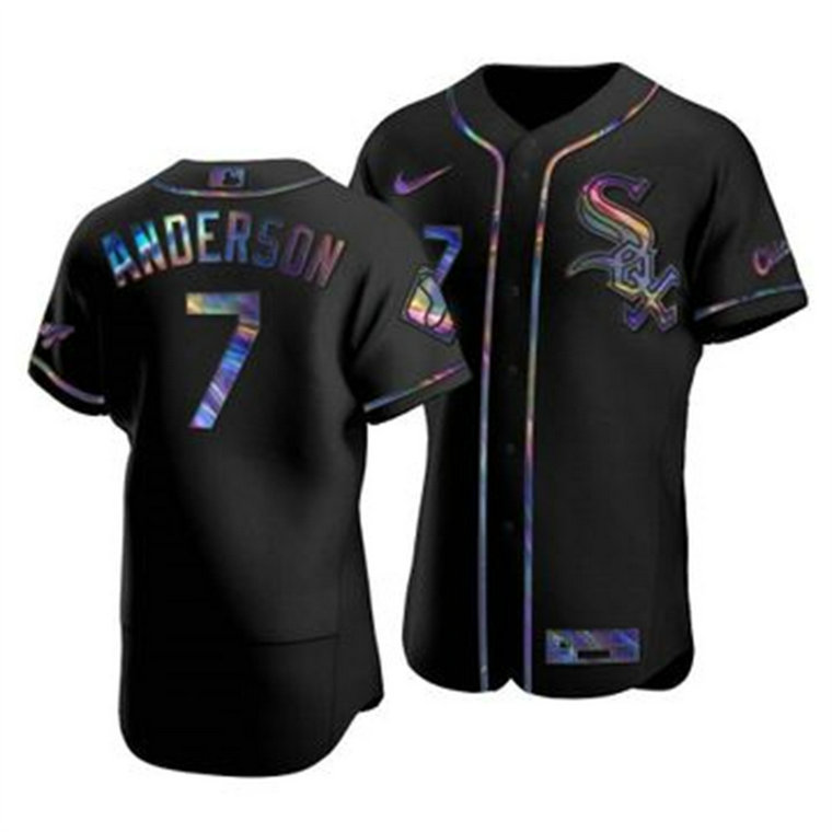 Chicago White Sox #7 Tim Anderson Men's Nike Iridescent Holographic Collection MLB Jersey - Black