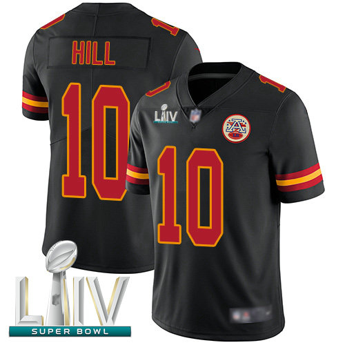 Chiefs #10 Tyreek Hill Black Super Bowl LIV Bound Youth Stitched Football Limited Rush Jersey