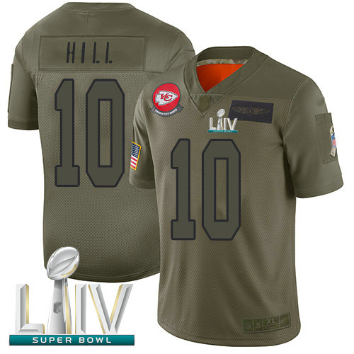 Chiefs #10 Tyreek Hill Camo Super Bowl LIV Bound Youth Stitched Football Limited 2019 Salute to Service Jersey