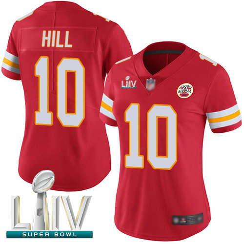 Chiefs #10 Tyreek Hill Red Team Color Super Bowl LIV Bound Women's Stitched Football Vapor Untouchable Limited Jersey