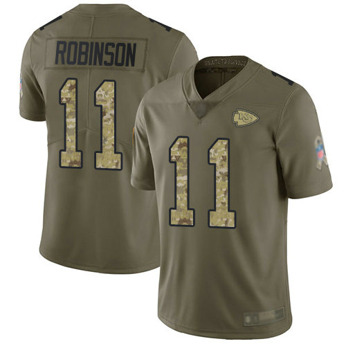 Chiefs #11 Demarcus Robinson Olive Camo Men's Stitched Football Limited 2017 Salute To Service Jersey