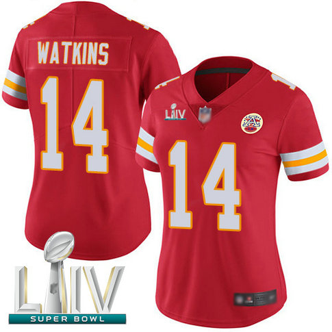 Chiefs #14 Sammy Watkins Red Team Color Super Bowl LIV Bound Women's Stitched Football Vapor Untouchable Limited Jersey