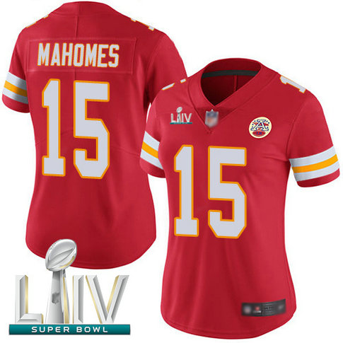Chiefs #15 Patrick Mahomes Red Team Color Super Bowl LIV Bound Women's Stitched Football Vapor Untouchable Limited Jersey