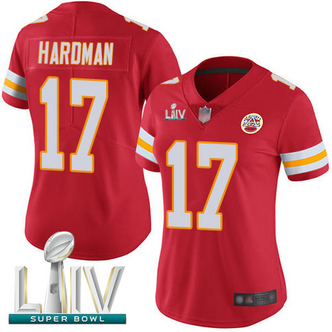 Chiefs #17 Mecole Hardman Red Team Color Super Bowl LIV Bound Women's Stitched Football Vapor Untouchable Limited Jersey