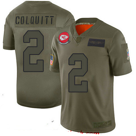 Chiefs #2 Dustin Colquitt Camo Youth Stitched Football Limited 2019 Salute to Service Jersey