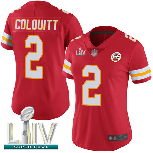Chiefs #2 Dustin Colquitt Red Team Color Super Bowl LIV Bound Women's Stitched Football Vapor Untouchable Limited Jersey