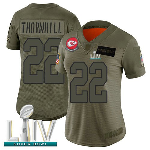 Chiefs #22 Juan Thornhill Camo Super Bowl LIV Bound Women's Stitched Football Limited 2019 Salute to Service Jersey
