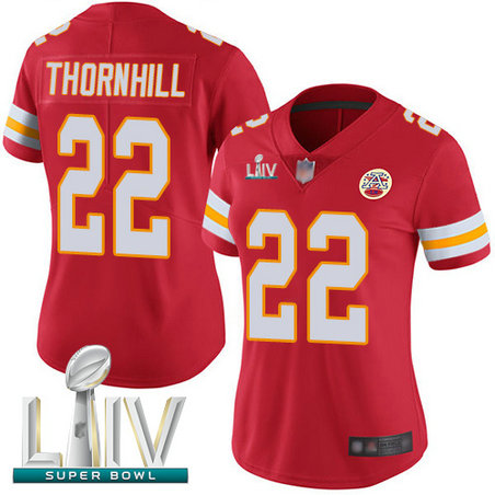 Chiefs #22 Juan Thornhill Red Team Color Super Bowl LIV Bound Women's Stitched Football Vapor Untouchable Limited Jersey