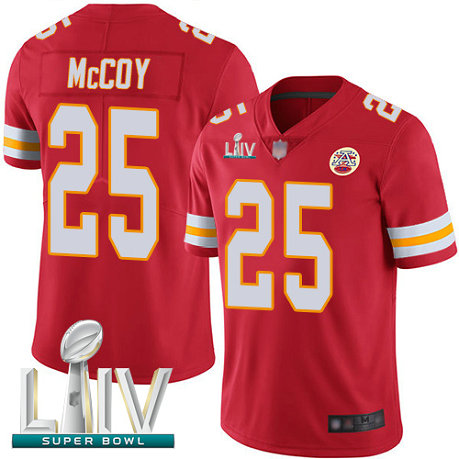 Chiefs #25 LeSean McCoy Red Team Color Super Bowl LIV Bound Men's Stitched Football Vapor Untouchable Limited Jersey