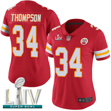 Chiefs #34 Darwin Thompson Red Team Color Super Bowl LIV Bound Women's Stitched Football Vapor Untouchable Limited Jersey