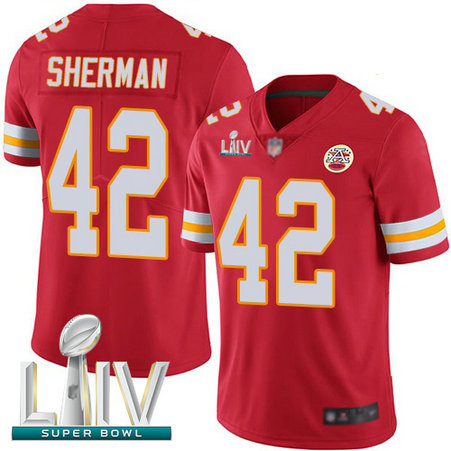 Chiefs #42 Anthony Sherman Red Team Color Super Bowl LIV Bound Youth Stitched Football Vapor Untouchable Limited Jersey