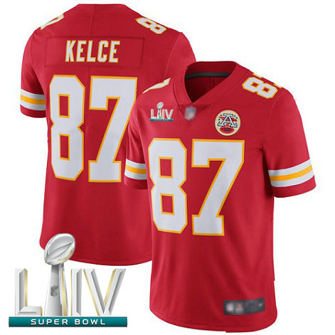 Chiefs #87 Travis Kelce Red Team Color Super Bowl LIV Bound Men's Stitched Football Vapor Untouchable Limited Jersey
