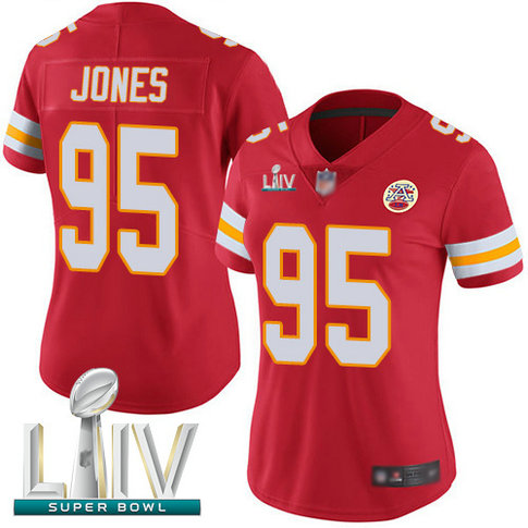 Chiefs #95 Chris Jones Red Team Color Super Bowl LIV Bound Women's Stitched Football Vapor Untouchable Limited Jersey
