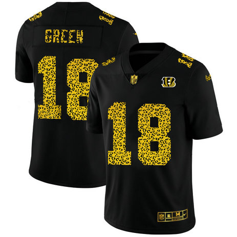 Cincinnati Bengals #18 A.J. Green Men's Nike Leopard Print Fashion Vapor Limited NFL Jersey Black
