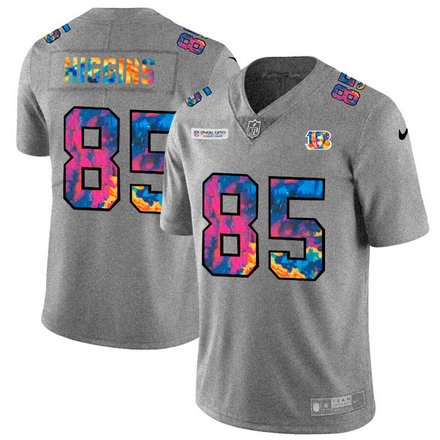 Cincinnati Bengals #85 Tee Higgins Men's Nike Multi-Color 2020 NFL Crucial Catch NFL Jersey Greyheather