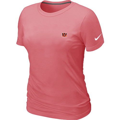 Cincinnati Bengals  Chest embroidered logo women's T-Shirt pink