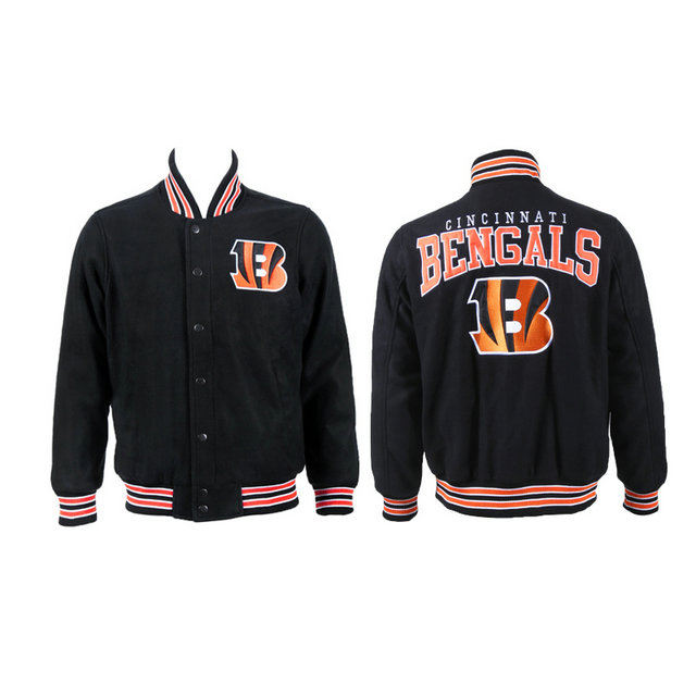Cincinnati Bengals Black Team Logo Suede NFL Jackets