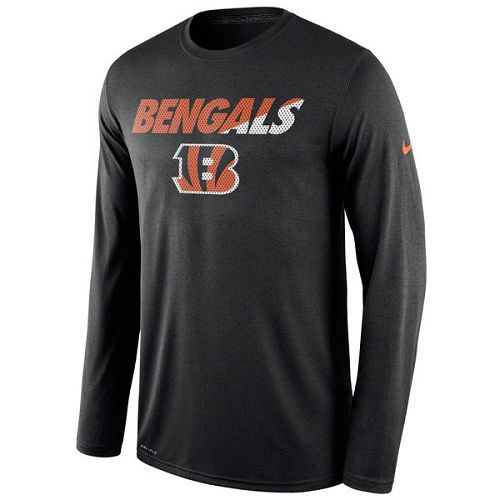 Cincinnati Bengals Nike Black Legend Staff Practice Long Sleeves Performance T-Shirt