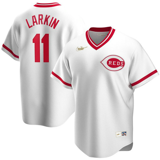 Cincinnati Reds #11 Barry Larkin Nike Home Cooperstown Collection Player MLB Jersey White