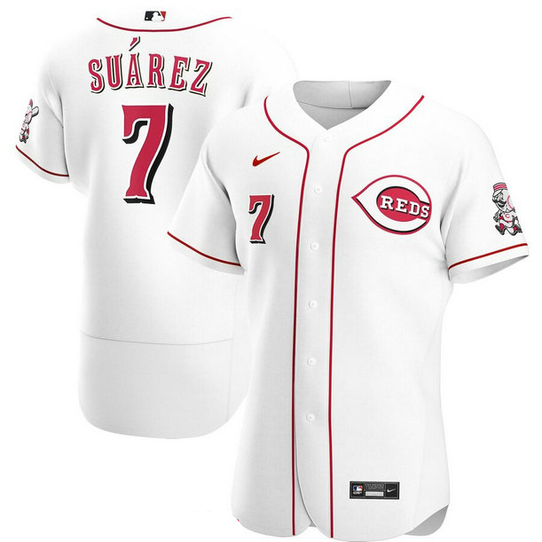 Cincinnati Reds #7 Eugenio Suarez Men's Nike White Home 2020 Authentic Player MLB Jersey