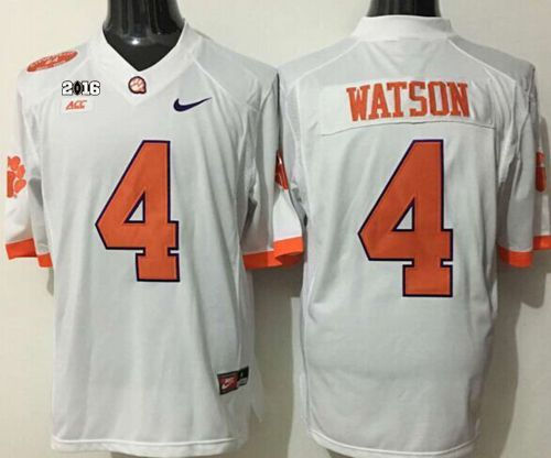 Clemson Tigers 4 Deshaun Watson White Limited 2016 College Football Playoff National Championship Patch NCAA Jersey