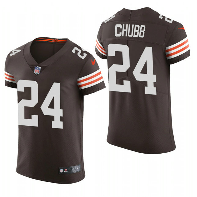 Cleveland Browns #24 Nick Chubb Nike Men's Brwon Team Color Men's Stitched NFL 2020 Vapor Untouchable Elite Jersey