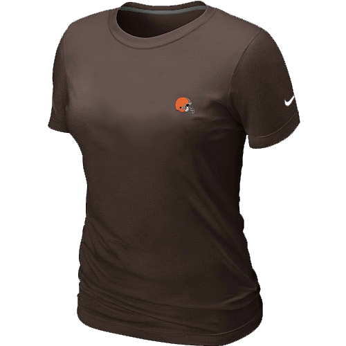 Cleveland Browns  Chest embroidered logo women's T-Shirt brown